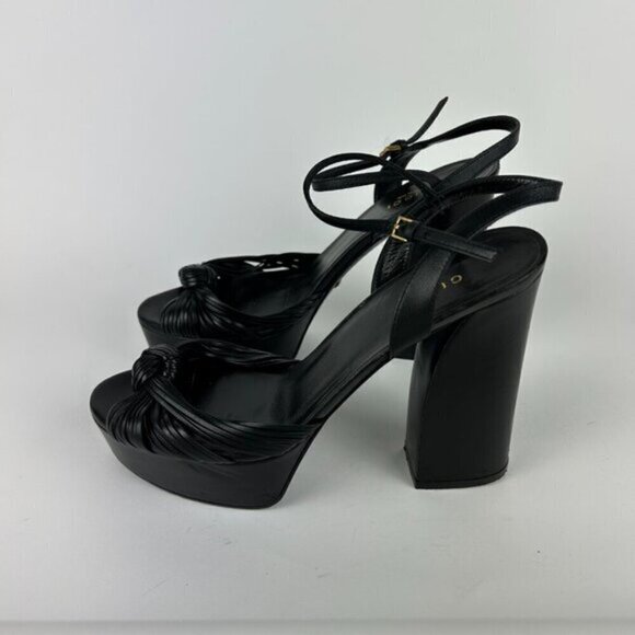 Gucci Allie Knotted Platform Sandals EU 37 US 7 Black Crawford Block High Heel - Picture 6 of 12